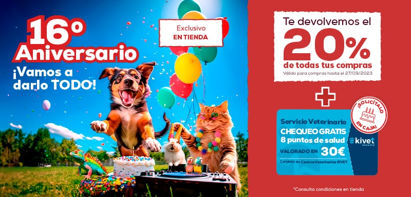 20% de descuento Aniversario Kiwoko