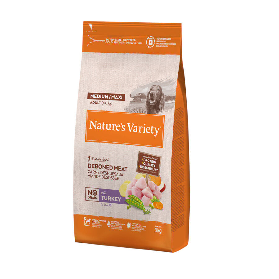 3 kg Nature's Variety Adult Medium Maxi No Grain Pienso Pavo para perros, , large Imagen numero 1
