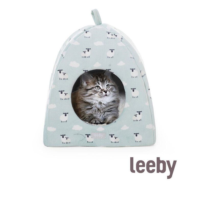Leeby Iglú Desenfundable Blanco con Ovejitas para gatitos thumbnail