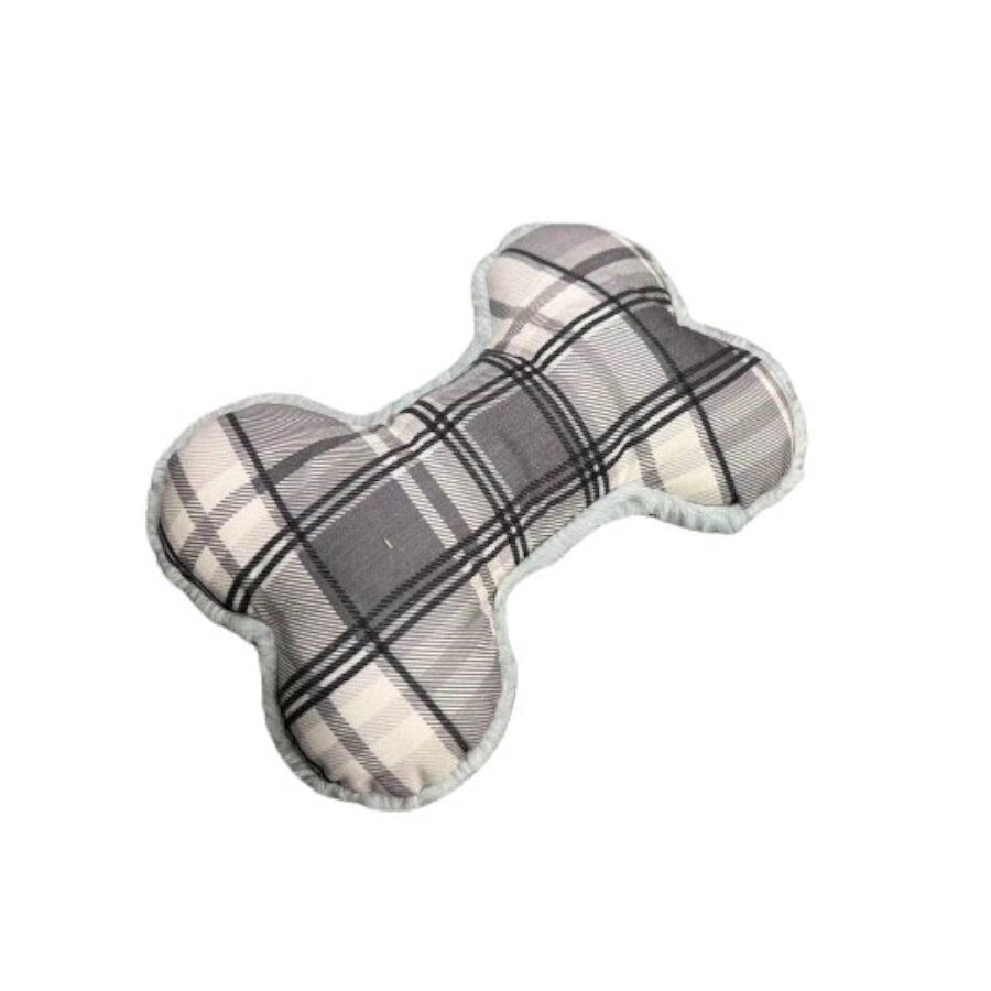 Tootoy! Tartan Bone Cuddler Grey Hueso de Peluche para perros, , large Imagen numero 2