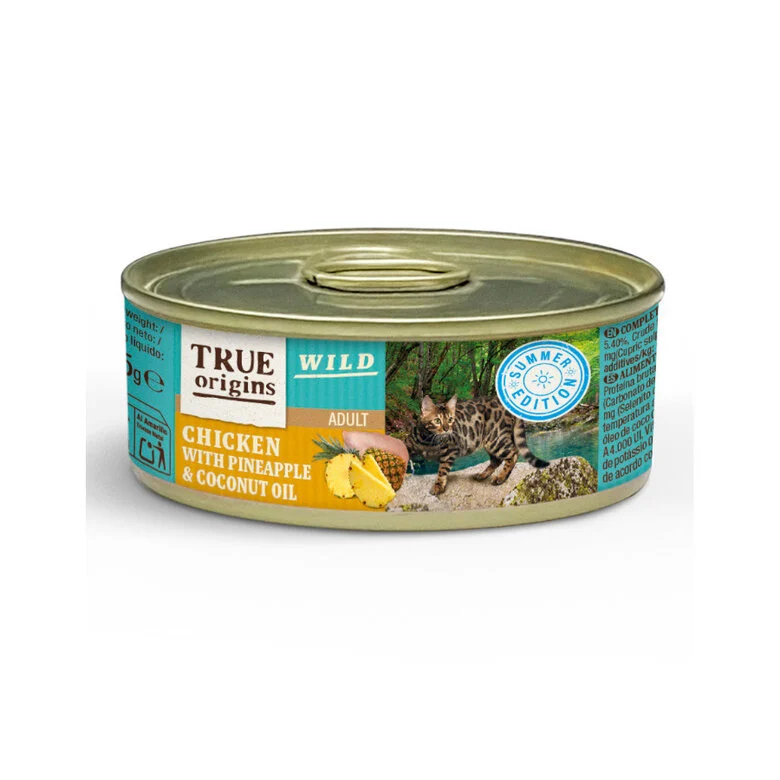 85 g True Origins Wild Summer Pollo con Piña y Aceite de Coco en Paté lata para gatos,  Imagen numero 1 85 g True Origins Wild Summer Pollo con Piña y Aceite de Coco en Paté lata para gatos, , large Imagen numero 1
