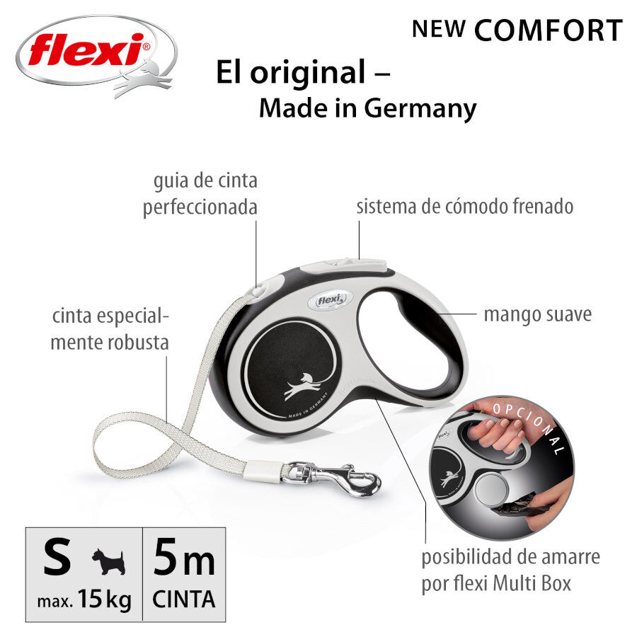 Flexi New Comfort Correa Extensible Gris para perros thumbnail