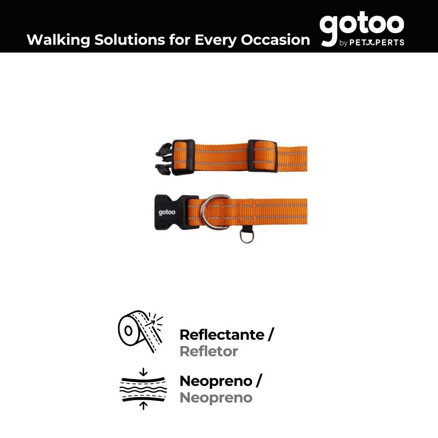 Gotoo Collar de nylon reflectante naranja para perros thumbnail