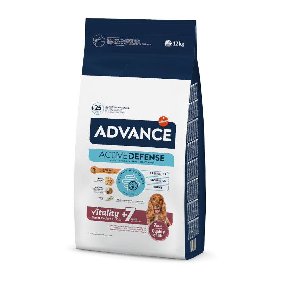 Advance Medium Senior +7 Active Defense Pollo y Arroz pienso para perros
