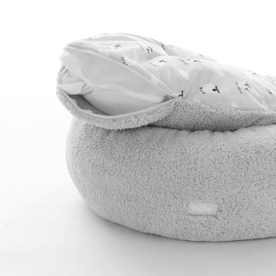 Leeby cama de pelo gris con ovejitas desenfundable para cachorros, , large Imagen numero 9