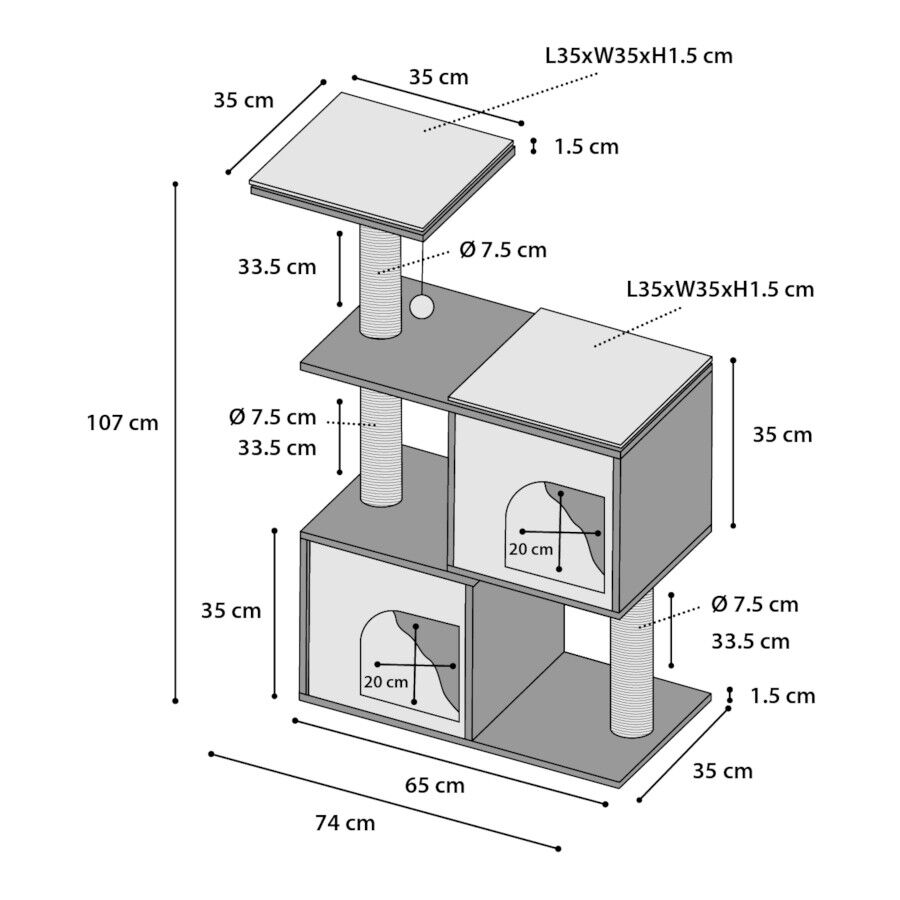 Flamingo Árbol Rascador Dana Beige y Blanco para gatos thumbnail