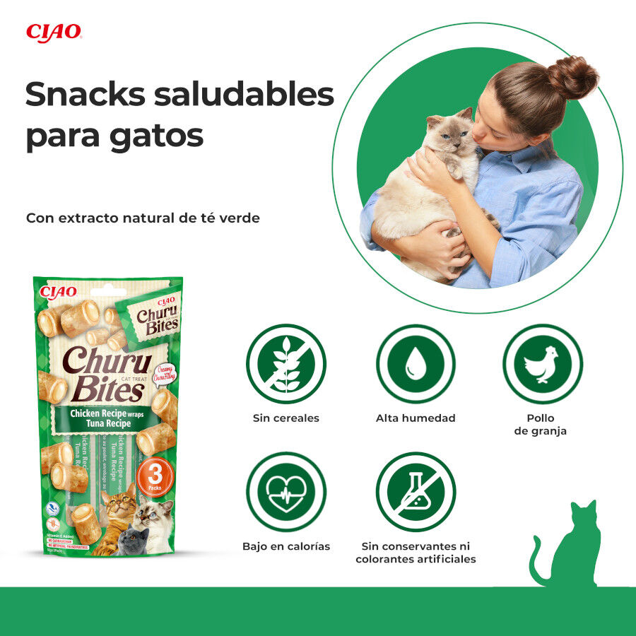 3 sobres x 10 g Churu Bocaditos Bites de At&uacute;n para gatos, , large Imagen numero 2