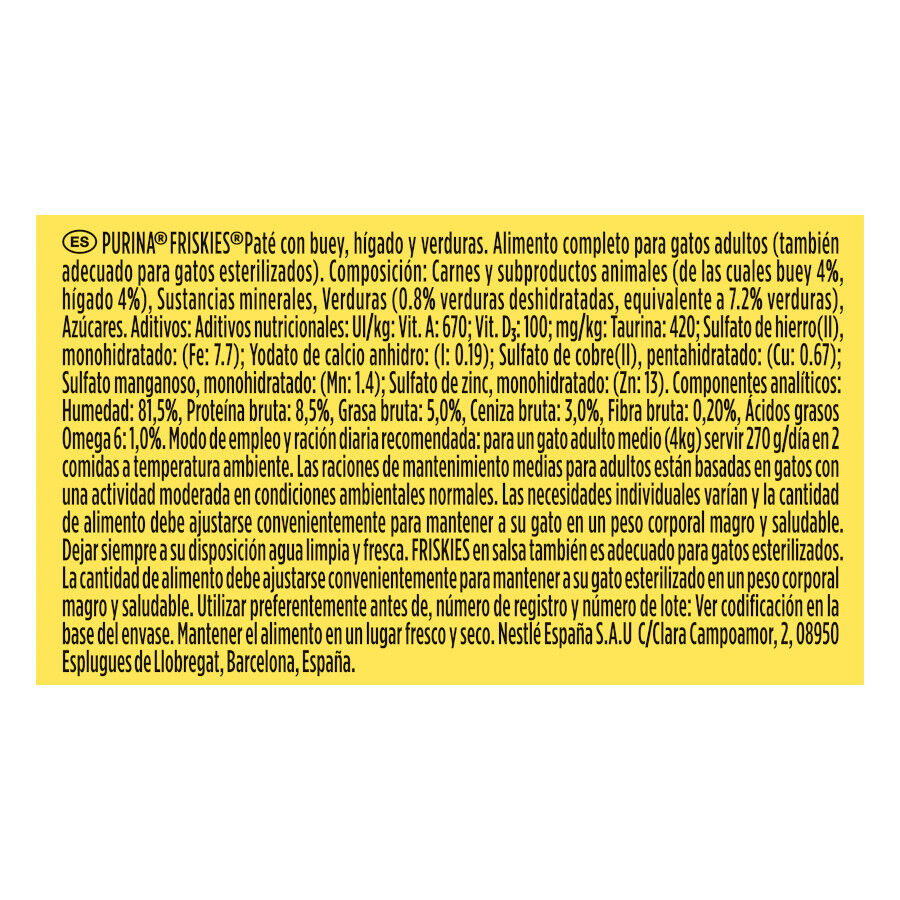 Friskies Adult Buey e hígado en Paté lata para gatos thumbnail