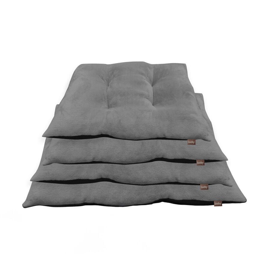Leeby Cojín Acolchado de Terciopelo Gris para perros thumbnail