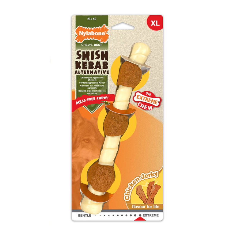 Nylabone Extreme Chew Shish Kebab Alternative Mordedor Resistente Pollo para perros thumbnail