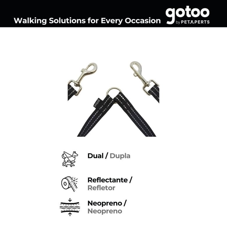 Gotoo Correa doble de nylon negra para perros,  Imagen numero 4 Gotoo Correa doble de nylon negra para perros, , large Imagen numero 4