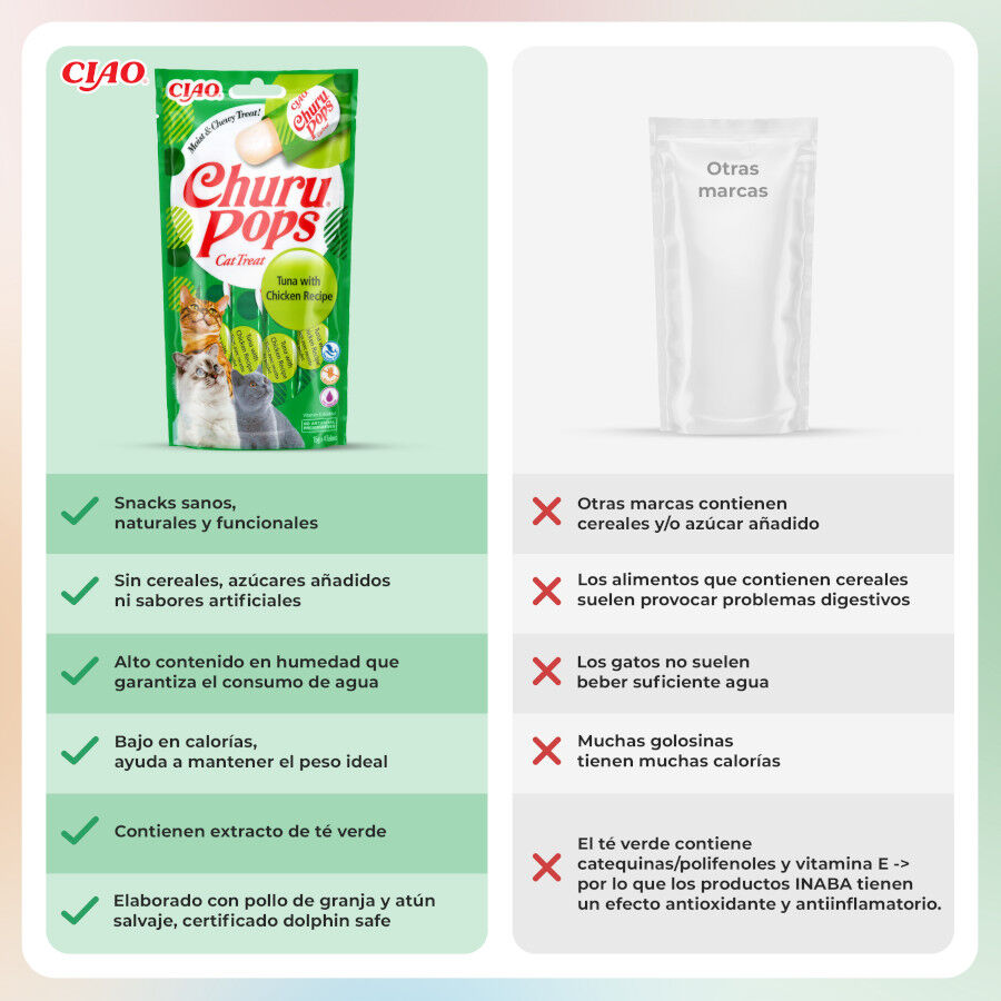 4 sobres x 15 g Churu Palitos Pops de At&uacute;n y Pollo para gatos, , large Imagen numero 3