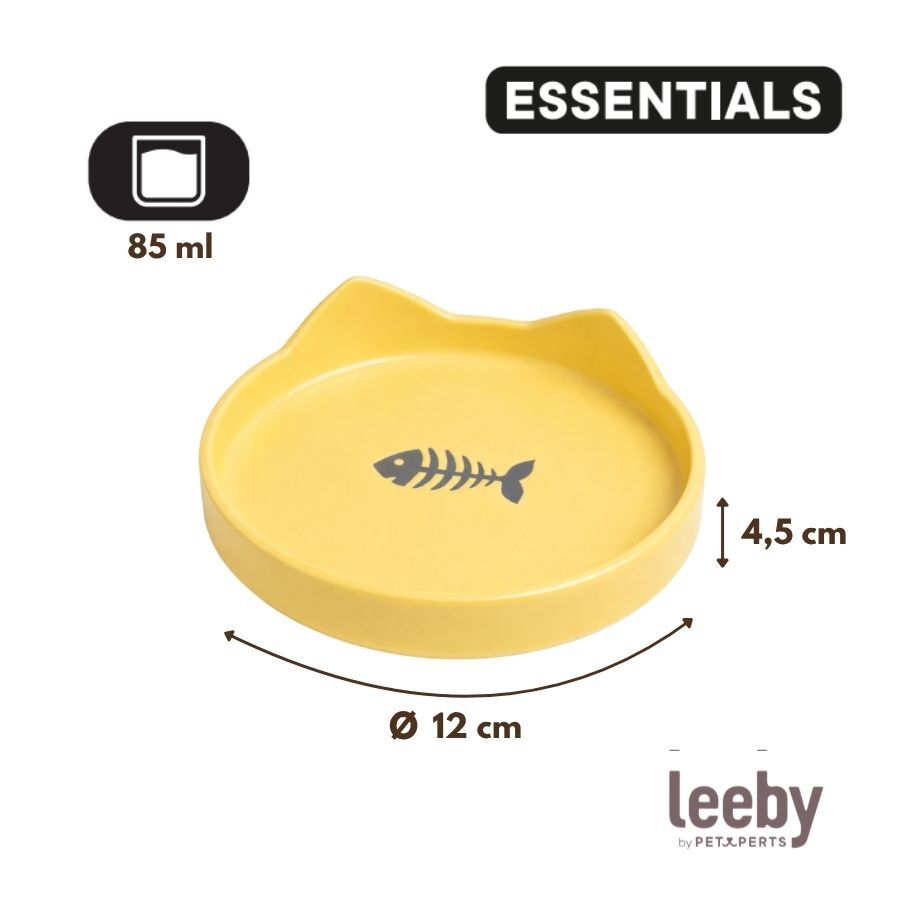 Leeby Comedero de Cer&aacute;mica Amarillo con Orejitas para gatos, , large Imagen numero 4