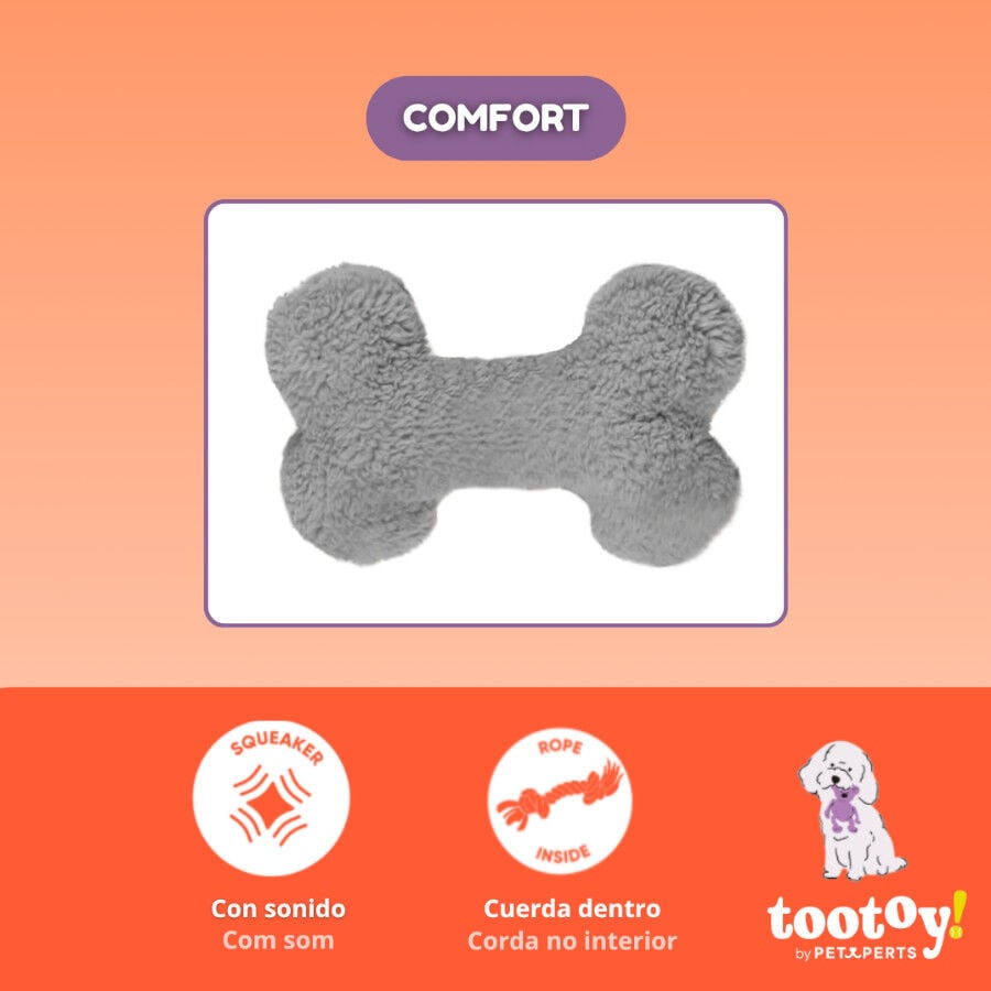 Tootoy! Hueso de Peluche con Sonido Gris para perros thumbnail