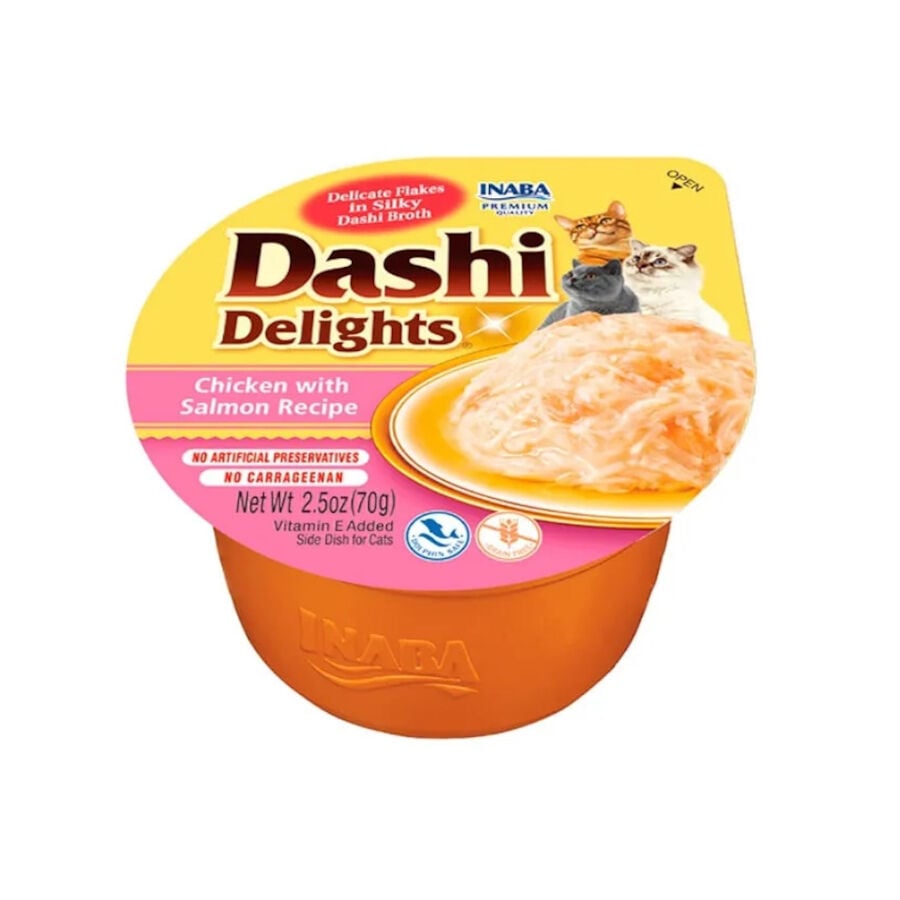 70 g Dashi Delights Snack Cremoso Pollo y Salm&oacute;n tarrina para gatos, , large Imagen numero 1