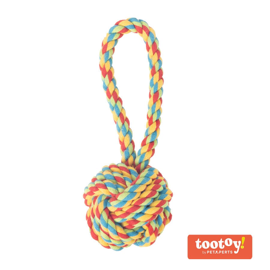 Tootoy! Pull Handle Rope Ball Multicolor pelota de cuerda con asa para perros, , large Imagen numero 3