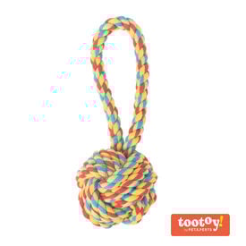 Tootoy! Pull Handle Rope Ball Multicolor pelota de cuerda con asa para perros