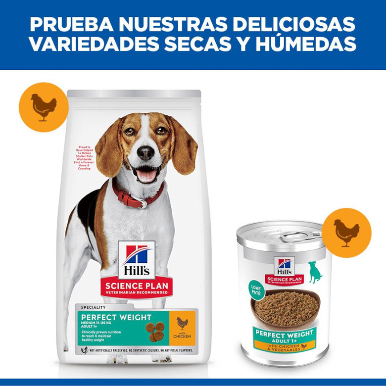363 g Hill's Adult Perfect Weight Pollo y Vegetales lata para perros,  Imagen numero 7 363 g Hill's Adult Perfect Weight Pollo y Vegetales lata para perros, , large Imagen numero 7