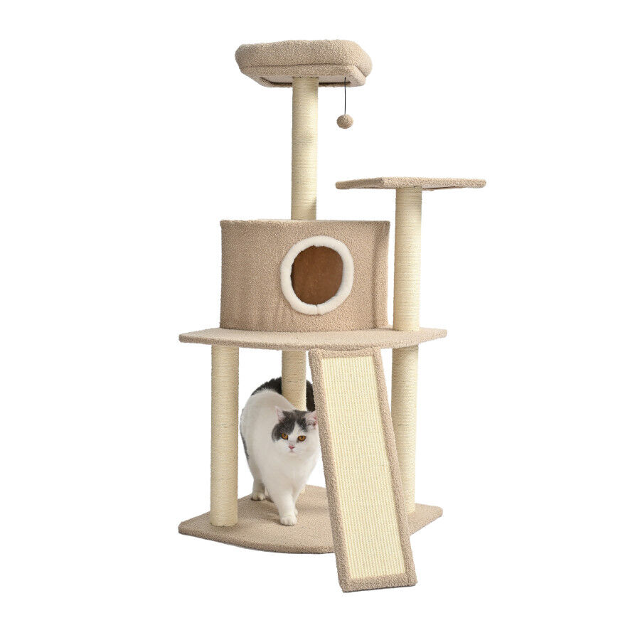 Leeby Boucle Collection Árbol rascador con cama nido y rampa para gatos thumbnail