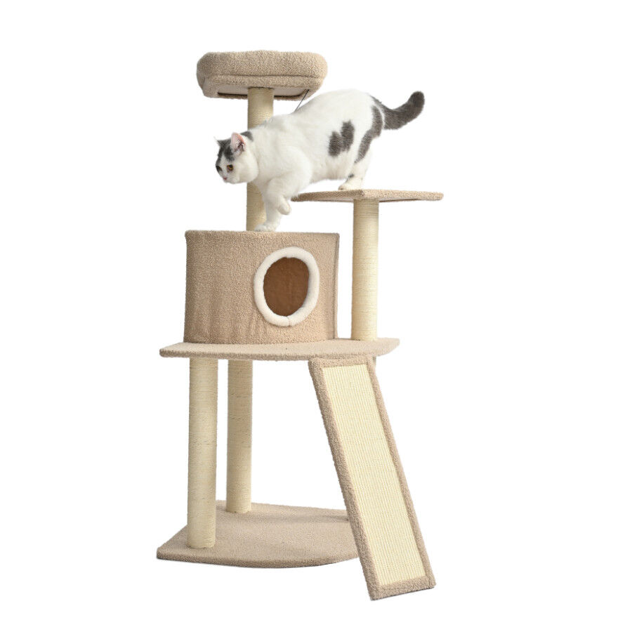 Leeby Boucle Collection Árbol rascador con cama nido y rampa para gatos thumbnail