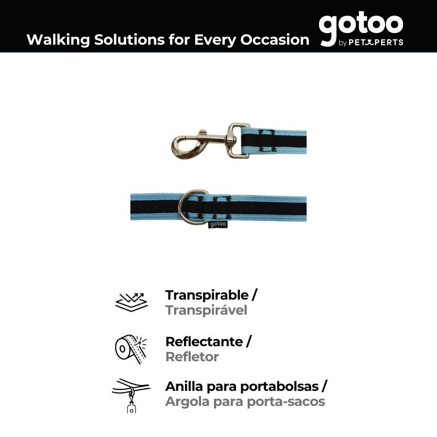 Gotoo Correa reflectante de malla turquesa para perro, , large Imagen numero 4