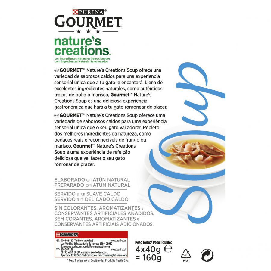 4 sobres x 40 g Gourmet Nature's Creations Sopa de At&uacute;n sobre para gatos, , large Imagen numero 4