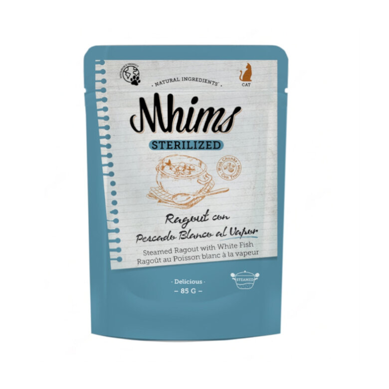 Mhims Ragout Sterilized Pescado Blanco en Salsa sobre para gatos, , large image number null
