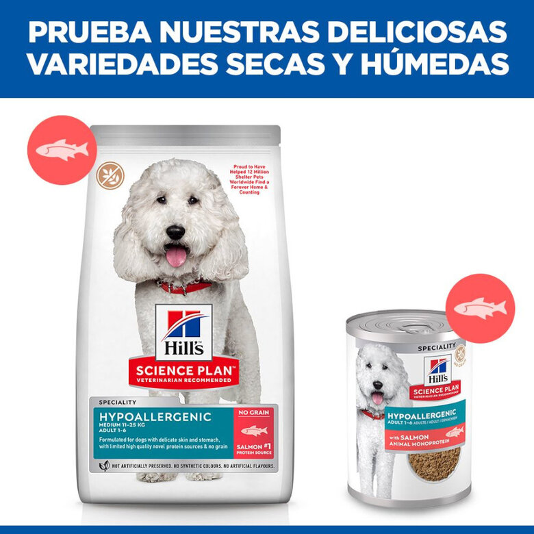 363 g Hill's Science Plan Hypoallergenic Alimento Húmedo con Salmón para Perros Adultos,  Imagen numero 6 363 g Hill's Science Plan Hypoallergenic Alimento Húmedo con Salmón para Perros Adultos, , large Imagen numero 6
