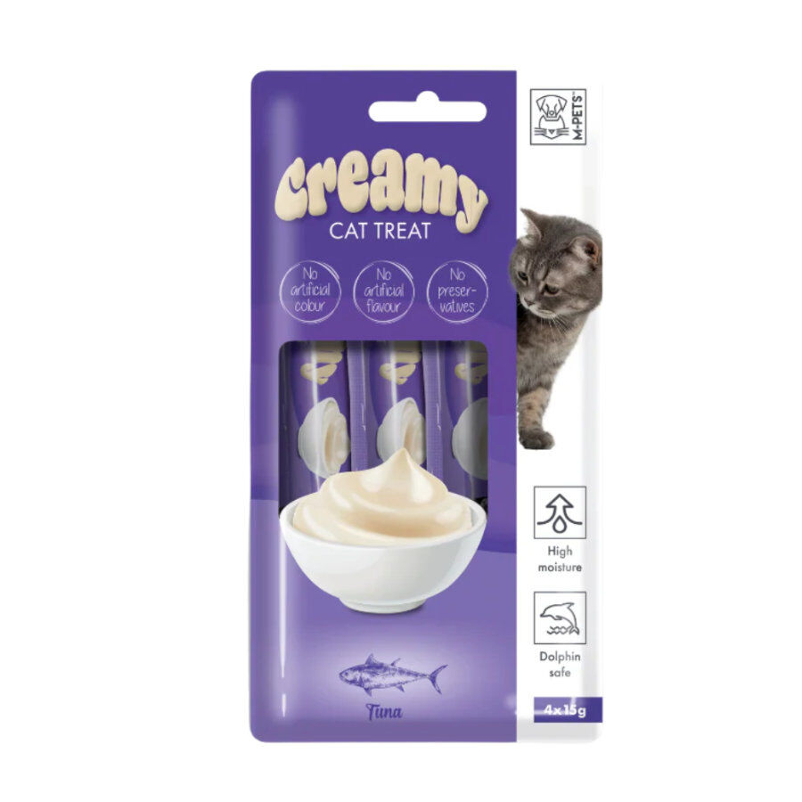 4 sobres x 15 g M-Pets Creamy At&uacute;n snack para gatos, , large Imagen numero 1