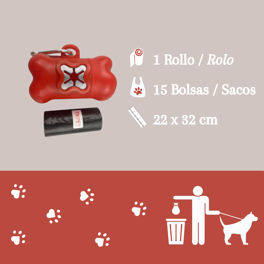 Tk Pet Dispensador Bolsitas Rollo Rojo para perros, , large Imagen numero 3