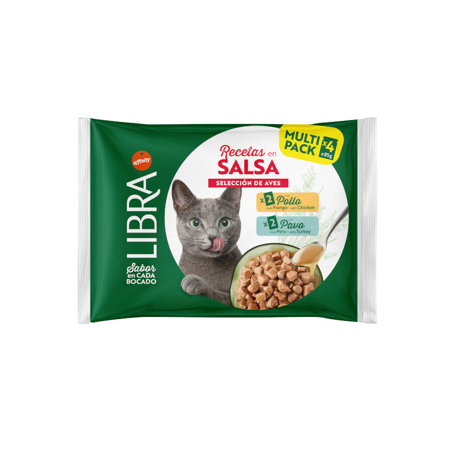 4 sobres x 85 g Libra Pollo y Pavo Sobres en Salsa para gatos, , large Imagen numero 1