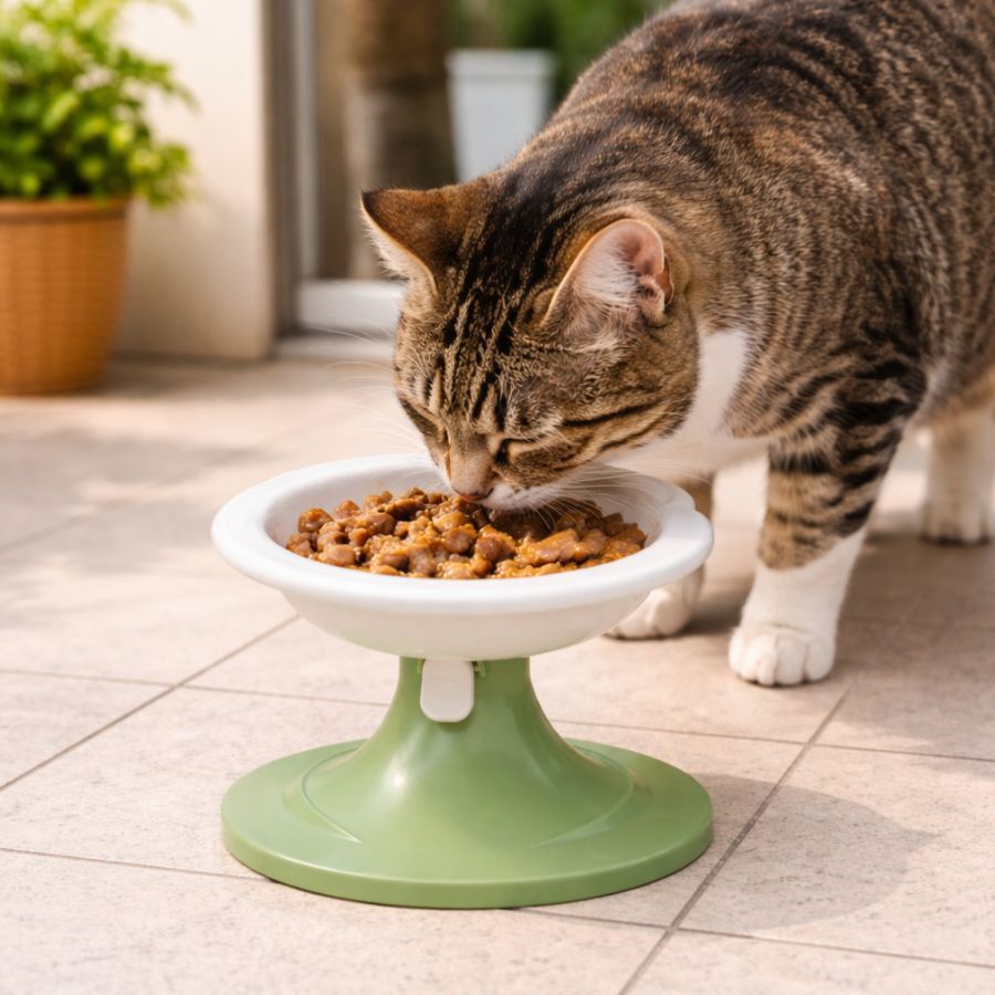Leeby Comedero Elevado Inclinado de Cer&aacute;mica Estilo Flor para gatos, , large Imagen numero 1