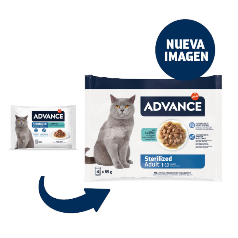 Advance Sterilized Adult Bacalao sobres para gatos thumbnail