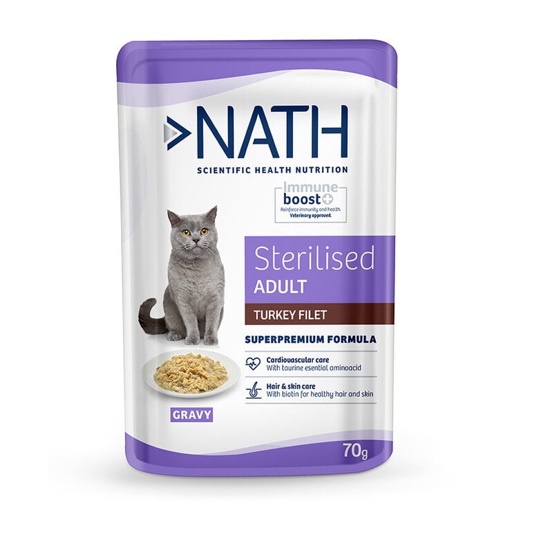 Nath Cat Adult Sterilised Filete en Salsa Pavo 70 gr Imagen numero 1 Nath Cat Adult Sterilised Filete en Salsa Pavo 70 gr Imagen numero 1