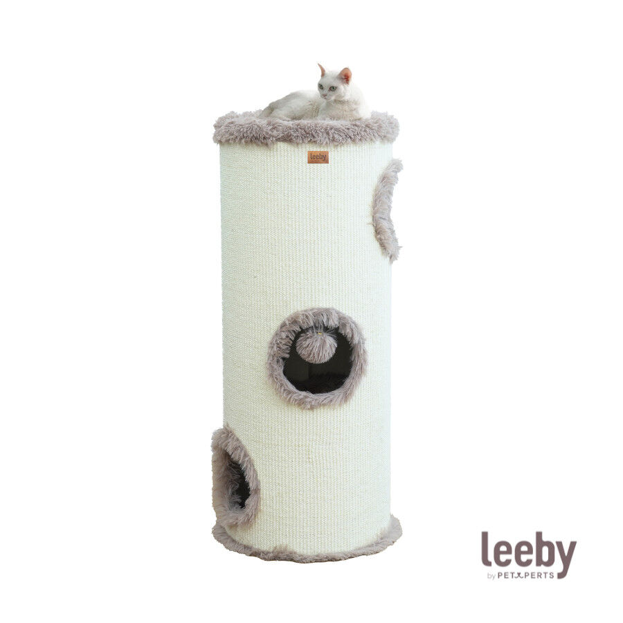 Leeby Bruno barril rascador con cama nido y juguete para gatos thumbnail