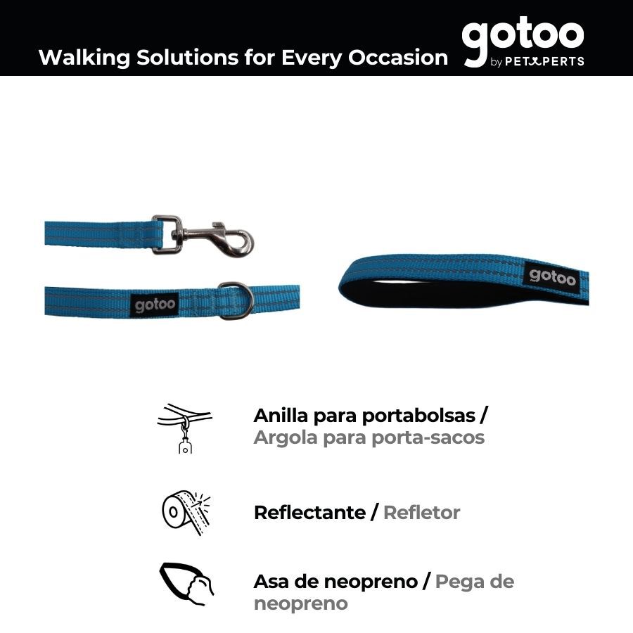 Gotoo Correa de nylon reflectante azul para perros, , large Imagen numero 4