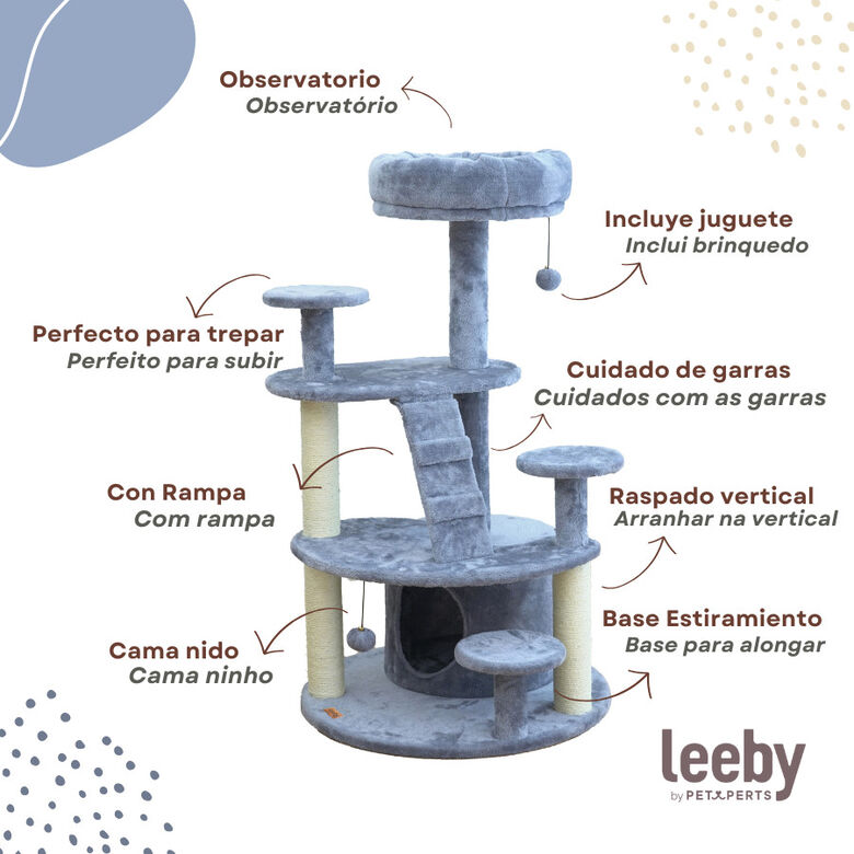 Leeby Esperanza torre rascador multiplataforma con cama nido y juguete para gatos thumbnail