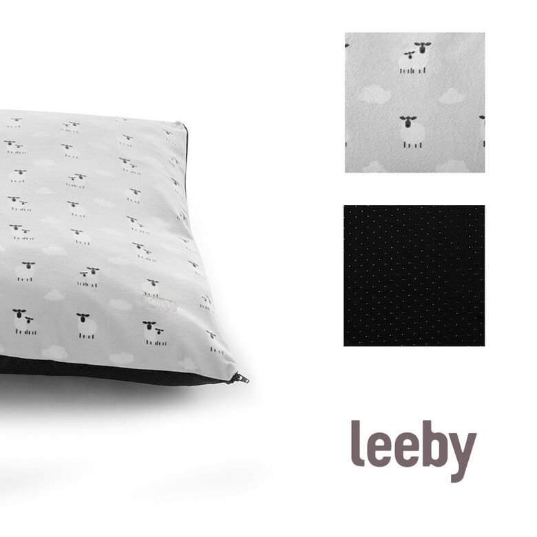 Leeby Cama gris con ovejitas desenfundable para cachorros thumbnail