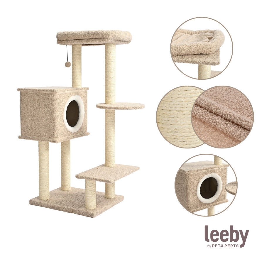 Leeby Boucle Collection árbol rascador con cama nido y juguete para gatos thumbnail