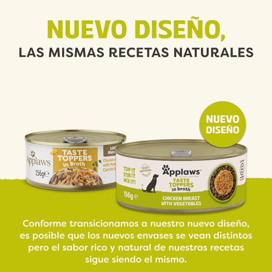 156 g Applaws Taste Toppers Pollo con Vegetales en Caldo lata para perros, , large Imagen numero 3