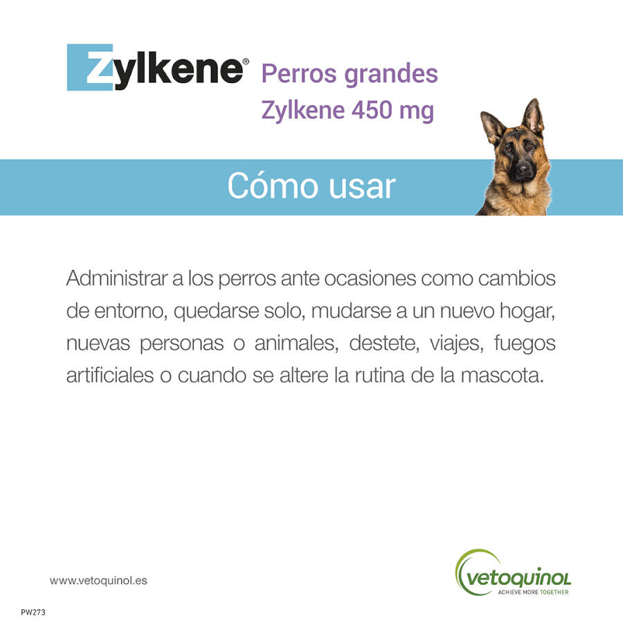 Vetoquinol Zylkene suplemento natural calmante en cápsulas para perros y gatos thumbnail