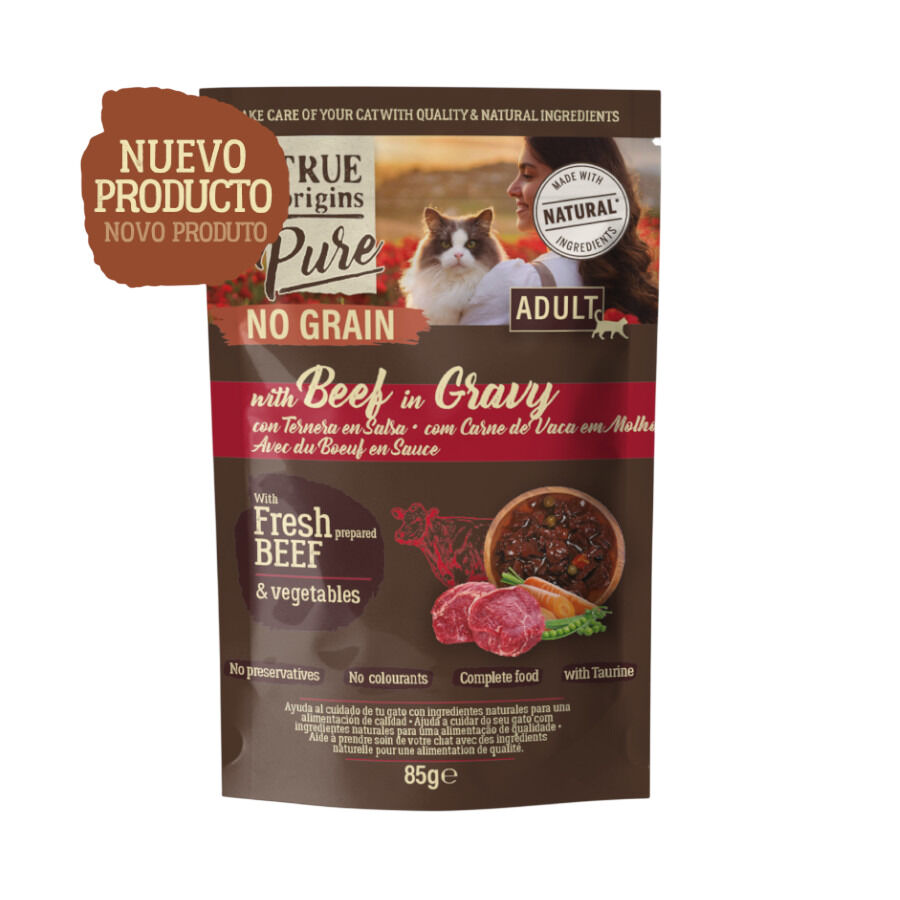 85 g True Origins Pure No Grain Sobre con Ternera para gatos, , large Imagen numero 2