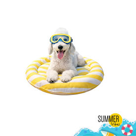 Summer Vibes Cama Redonda Refrescante Amarilla para perros