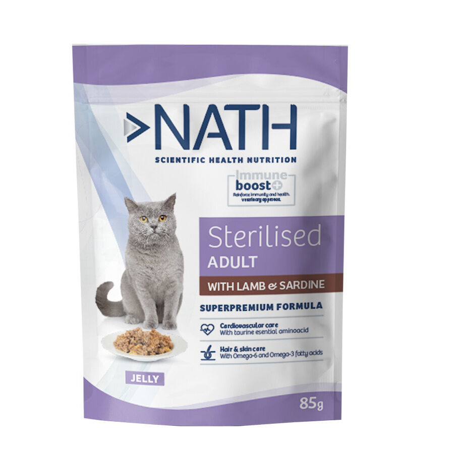 85 g Nath Sterilised Adult Cordero y Sardina en Gelatina sobre para gatos, , large Imagen numero 1