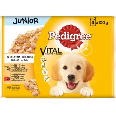 Pedigree Pollo y Buey con Arroz Gelatina en Bolsita para Cachorros - Multipack