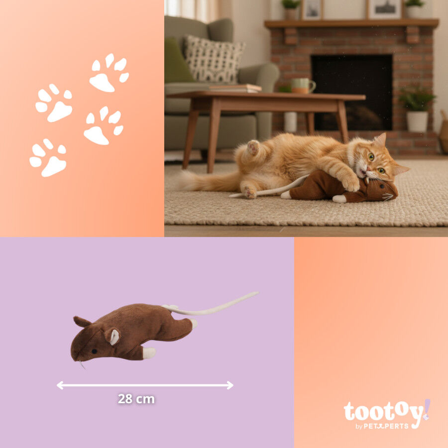 Tootoy! Ratón de Peluche Suave Gigante Marrón para gatos thumbnail