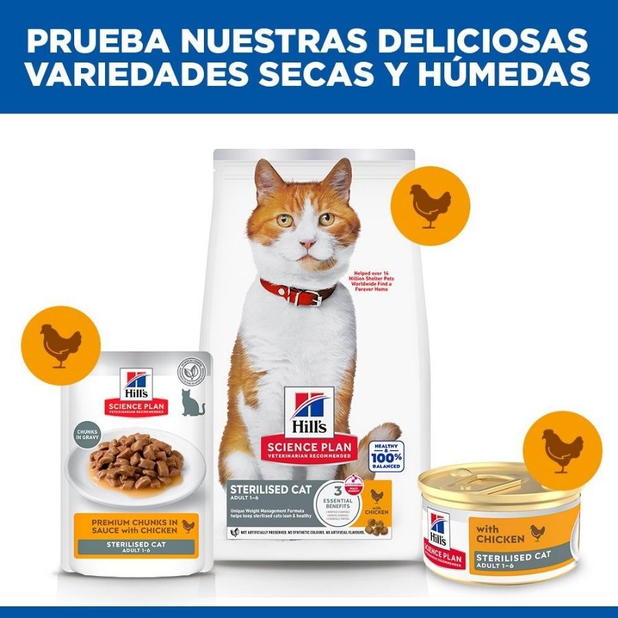 85 g Hill's Science Plan Adult Sterilised Mousse de pollo lata para gatos, , large Imagen numero 6