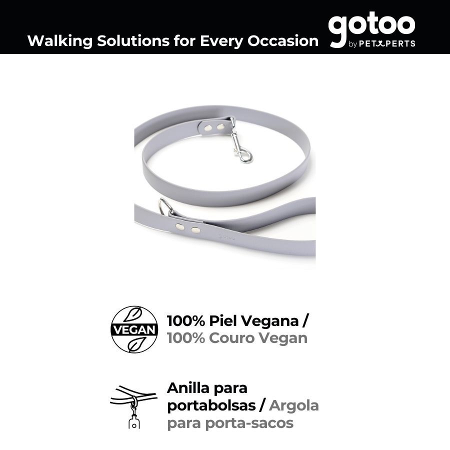 Gotoo Correa Biothane gris para perros, , large Imagen numero 3