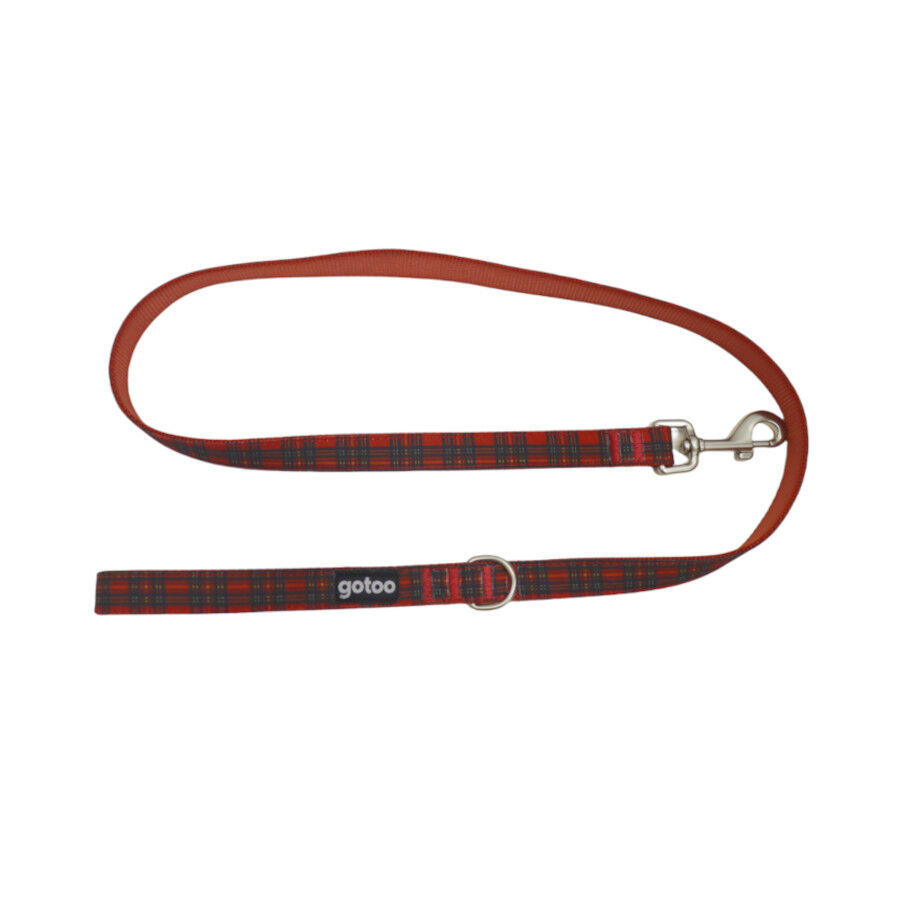Gotoo Correa estampada tartán rojo para perros