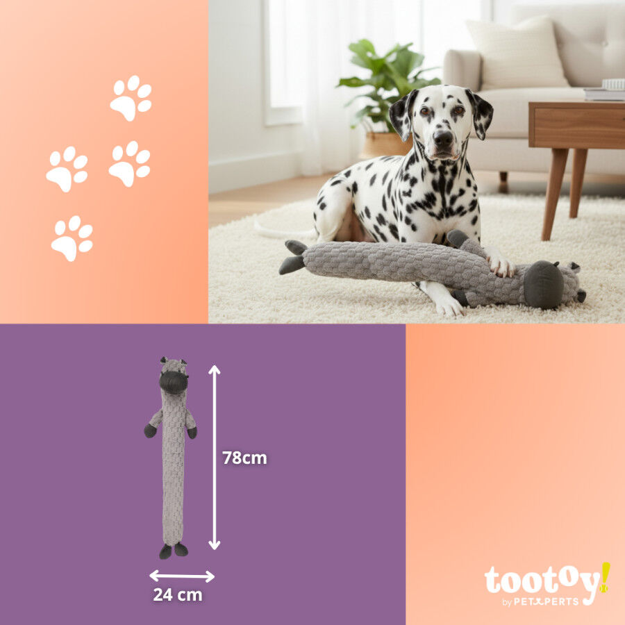 Tootoy! Hipopótamo Largo de Peluche con Sonido para perros thumbnail